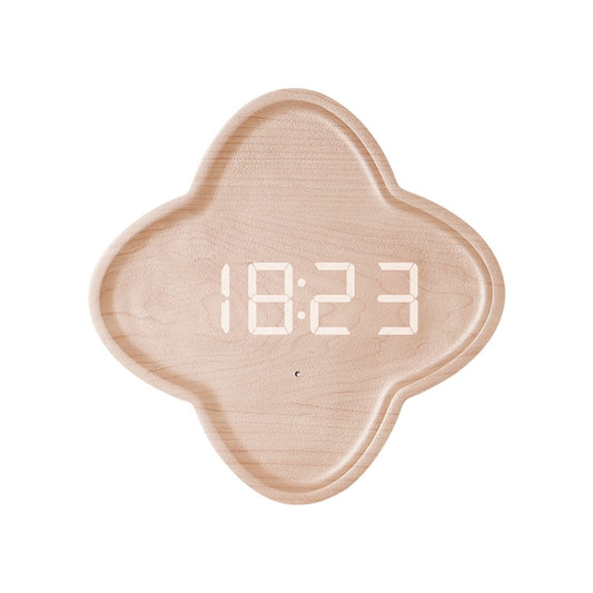 G236 LED Digital Display Flower Shape Living Room Wall Clock(Wood Grain) - free shipping - PMC Jewellery - Order now!