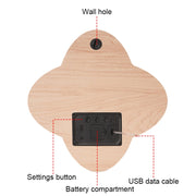 G236 LED Digital Display Flower Shape Living Room Wall Clock(Wood Grain)