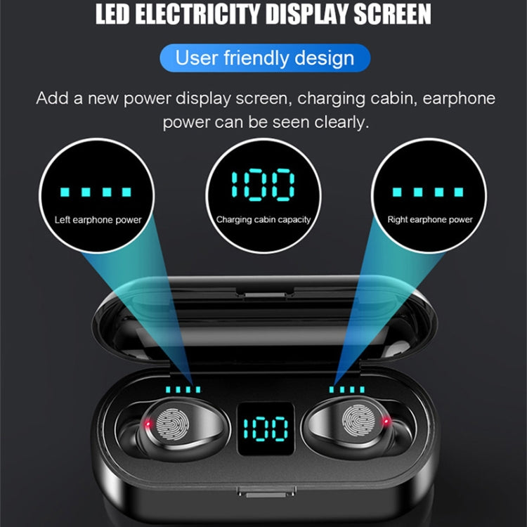 F9-2 LED Digital Display Wireless In-Ear Noise Reduction Long Life Bluetooth Headset(Black)