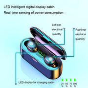 F9-2 LED Digital Display Wireless In-Ear Noise Reduction Long Life Bluetooth Headset(Black)