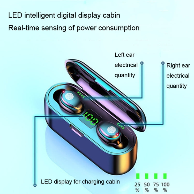 F9-2 LED Digital Display Wireless In-Ear Noise Reduction Long Life Bluetooth Headset(Black)