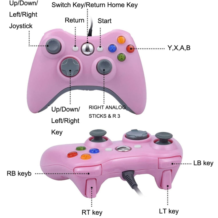 For XBOX 360 Console And PC USB Dual Vibration Wired Gamepad(Pink) - Gamepad by PMC TechLife | Online Shopping South Africa | PMC TechLife | Buy Now Pay Later Mobicred