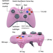 For XBOX 360 Console And PC USB Dual Vibration Wired Gamepad(Pink)