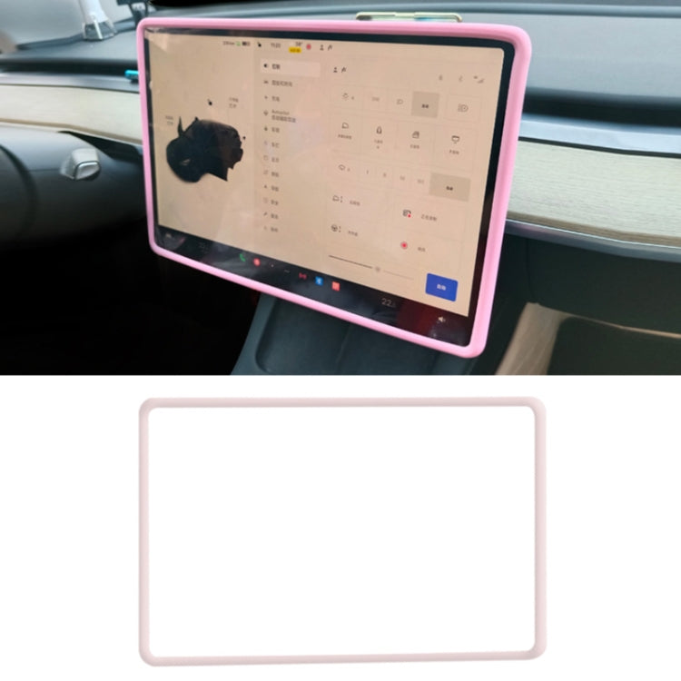 For Tesla Model3/Y Screen Bumper Protective Cover Silicone Frame(Pink) - Car Interior Mouldings by PMC TechLife | Online Shopping South Africa | PMC TechLife | Buy Now Pay Later Mobicred