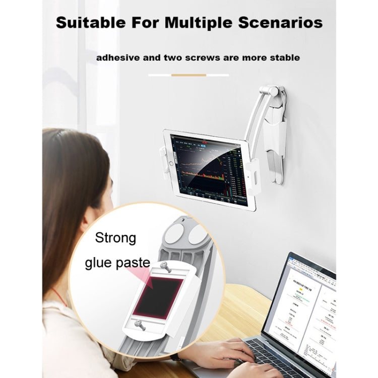 2 In 1 Aluminum Alloy Tablet PC Holder Wall Mount Mobile Phone Holder(Silver) - Desktop Holder by PMC TechLife | Online Shopping South Africa | PMC TechLife