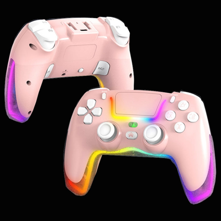 For PS4 Dazzle Color Light Wireless Bluetooth Grip(Pink) - Gamepads by PMC TechLife | Online Shopping South Africa | PMC TechLife