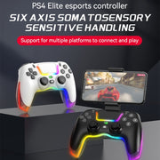 For PS4 Dazzle Color Light Wireless Bluetooth Grip(Black)