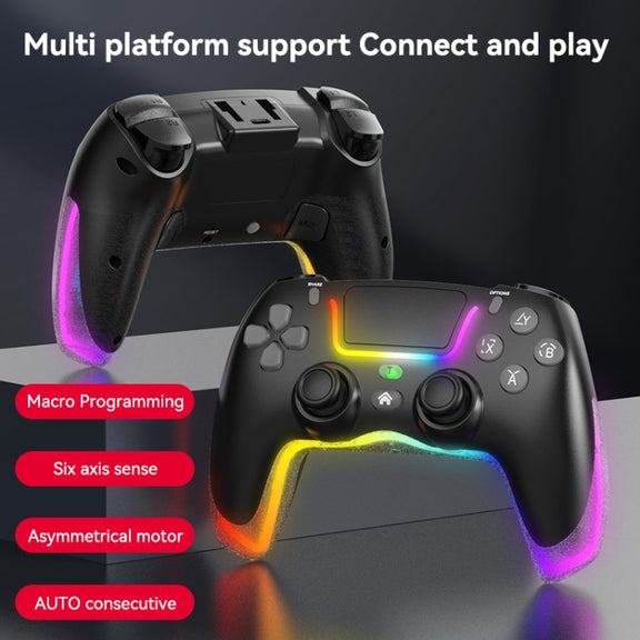 For PS4 Dazzle Color Light Wireless Bluetooth Grip(White)