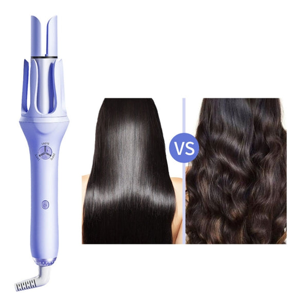 Extended Automatic Ceramic Curling Iron 32mm Shaped Big Wave Styling Tools,CN Plug(Purple)
