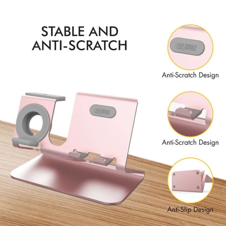 For IPhone / AirPods / Apple Watch Series AhaStyle 3 In 1 Aluminum Alloy Stand(Rose Gold)