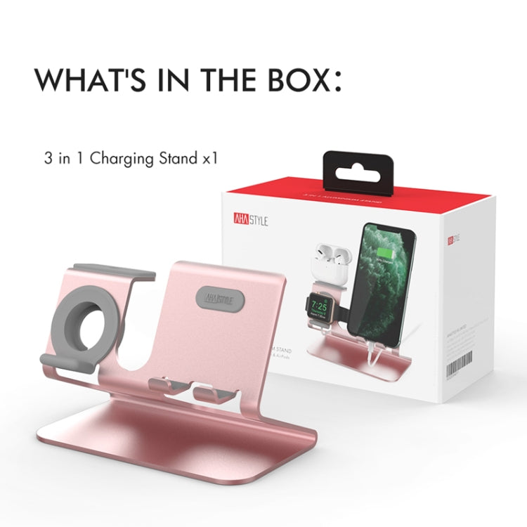 For IPhone / AirPods / Apple Watch Series AhaStyle 3 In 1 Aluminum Alloy Stand(Silver) - Desktop Holder by AhaStyle | Online Shopping South Africa | PMC TechLife | Buy Now Pay Later Mobicred