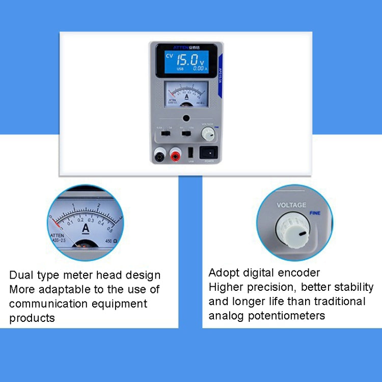 ATTEN APS22-5A 22V 5A USB Digital Variable Adjustable Laboratory DC Power Supply For Mobile Repair, EU Plug - free shipping - PMC Jewellery - Order now!