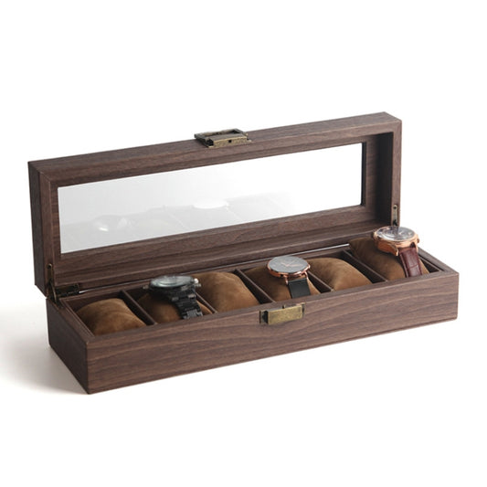 Wood Grain Leather Watch Display Box Watch Storage Case Jewelry Box, Style: 6 Digit Long - free shipping - PMC Jewellery - Order now!