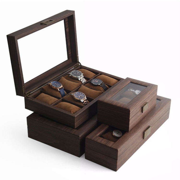 Wood Grain Leather Watch Display Box Watch Storage Case Jewelry Box, Style: 10 Digit Long