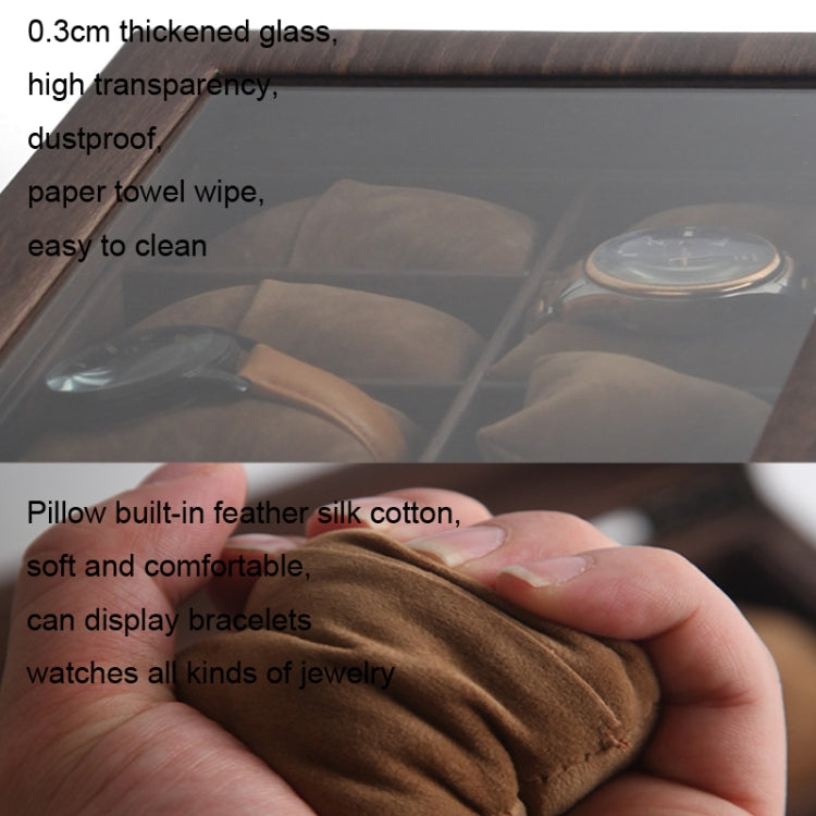 Wood Grain Leather Watch Display Box Watch Storage Case Jewelry Box, Style: 10 Digit Long