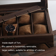 Wood Grain Leather Watch Display Box Watch Storage Case Jewelry Box, Style: 10 Digit Long
