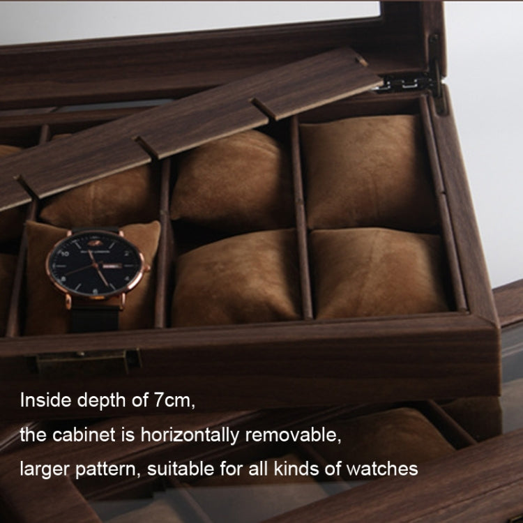 Wood Grain Leather Watch Display Box Watch Storage Case Jewelry Box, Style: 10 Digit Long