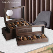 Wood Grain Leather Watch Display Box Watch Storage Case Jewelry Box, Style: 10 Digit Long