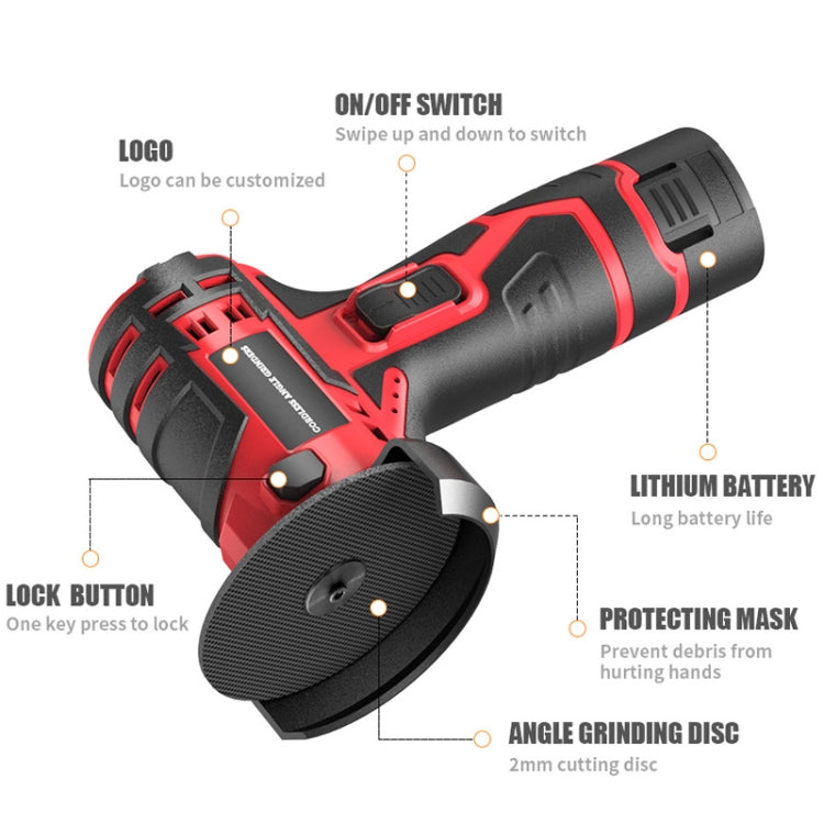 HILDA 12V 3 Inch Li-Ion Angle Grinder Home Cutting And Sanding Machine, US Plug, Model: Plastic Package With 1 Battery - free shipping - PMC Jewellery - Order now!