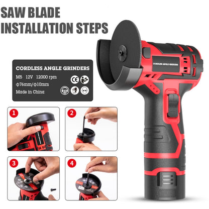 HILDA 12V 3 Inch Li-Ion Angle Grinder Home Cutting And Sanding Machine, US Plug, Model: Plastic Package With 1 Battery - free shipping - PMC Jewellery - Order now!