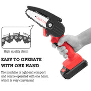 HILDA Rechargeable Cordless Mini Electrical Chain Saw Logging Tools Plastic Package, Model: EU Plug With 1 Battery Black