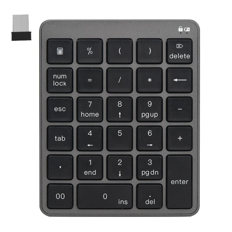 KN-980 28 Keys Portable Wireless Digital Quiet Keypad Computer External Digital Password Keypad(Gray) - free shipping - PMC TechLife - Order now!
