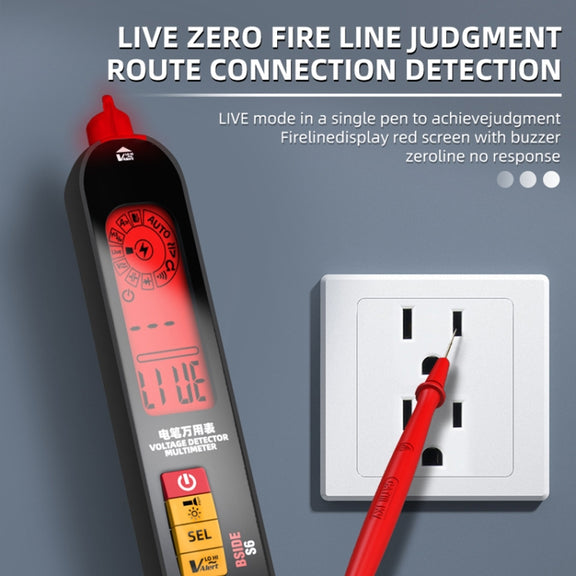 BSIDE S6 Smart Digital Multimeter Current Test Pen Capacitance Temperature Voltage Detector(Charging Model)