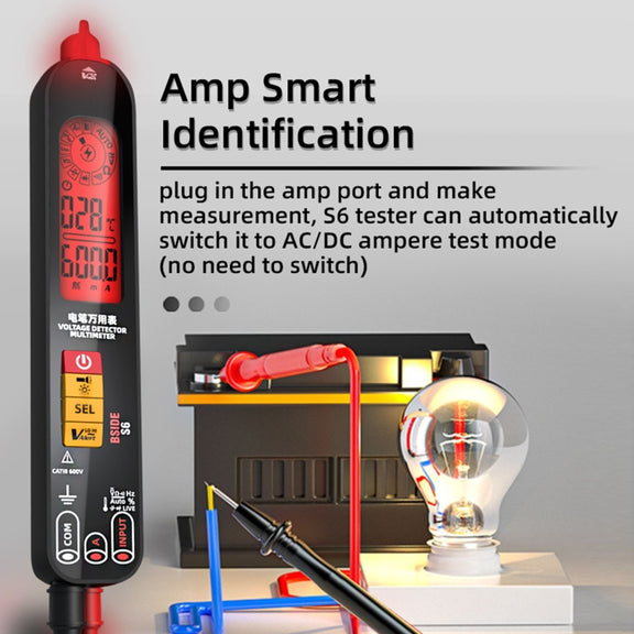 BSIDE S6 Smart Digital Multimeter Current Test Pen Capacitance Temperature Voltage Detector(Charging Model)