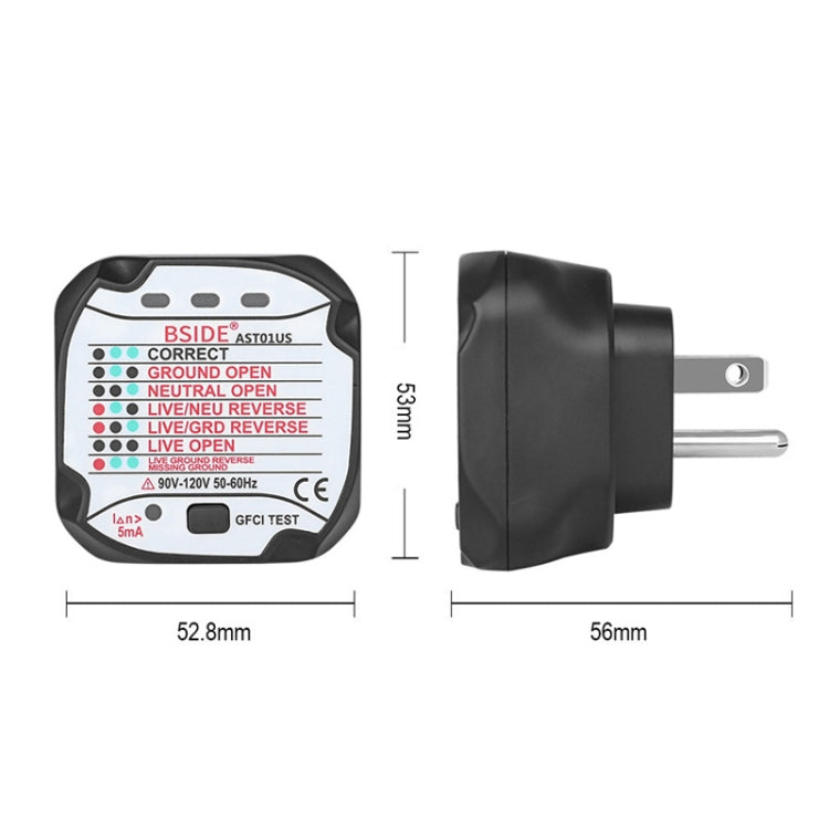 BSIDE AST01 Plug Power Tester Electrical Socket Detector US Plug - Current & Voltage Tester by BSIDE | Online Shopping South Africa | PMC TechLife | Buy Now Pay Later Mobicred