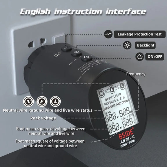 BSIDE ASTS Circuit Analyzer Plug Power Tester EU Plug