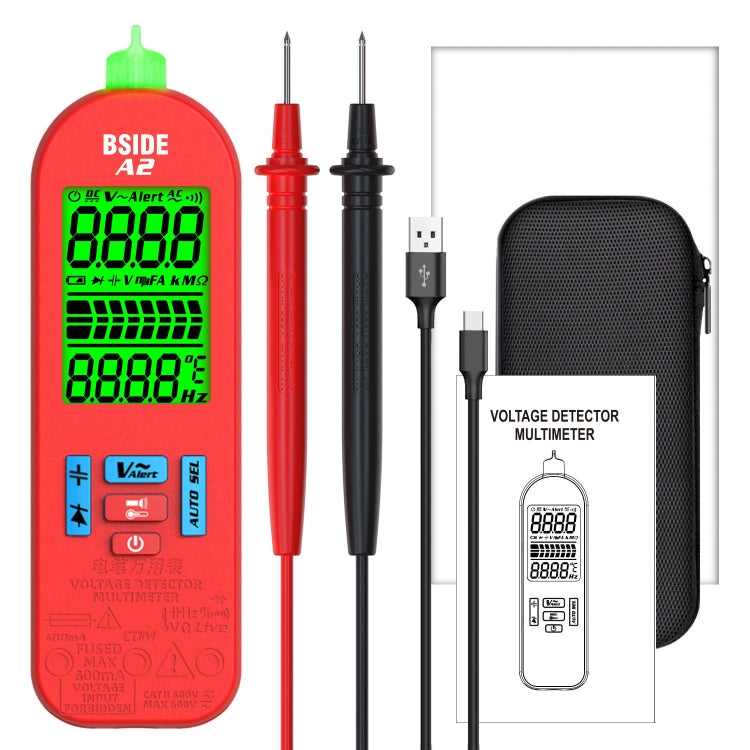BSIDE A2 Charging Model Mini Digital Auto-Ranging Pencil Multimeter, Specification: With Tool Pack - free shipping - PMC TechLife - Order now!