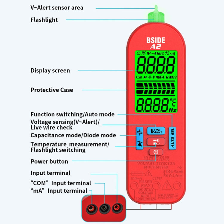 BSIDE A2 Charging Model Mini Digital Auto-Ranging Pencil Multimeter, Specification: Standard - free shipping - PMC Jewellery - Order now!