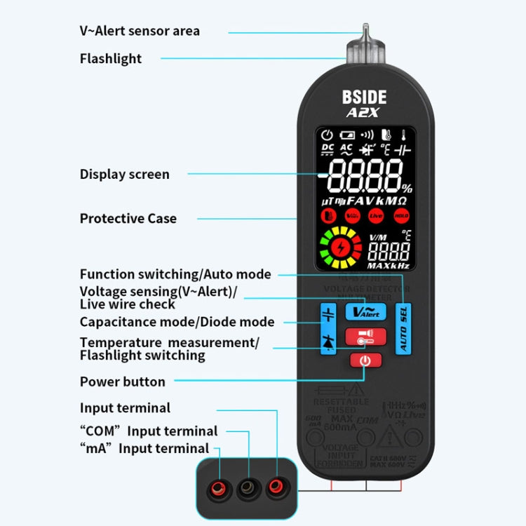 BSIDE A2X Charging Model Mini Digital Pen Auto Ranging Multimeter - free shipping - PMC Jewellery - Order now!