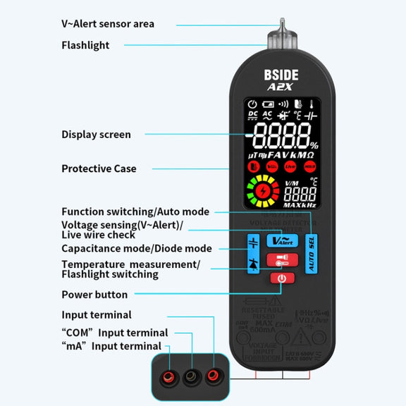 BSIDE A2X Charging Model Mini Digital Pen Auto Ranging Multimeter
