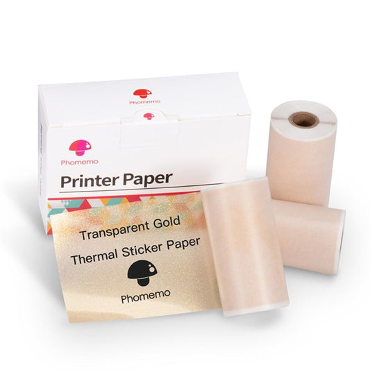 For Phomemo M02 / M02S / M02Pro 3rolls /Pack 50mm Thermal Label Printing Paper For Sticker Printer With Black Letter On Gold Powder Background - Printer Accessories by Phomemo | Online Shopping South Africa | PMC Jewellery | Buy Now Pay Later Mobicred