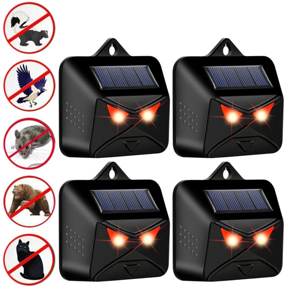 4pcs /Box Solar Animal Repeller Water-resistant Animal Deterrent with Red LED Light