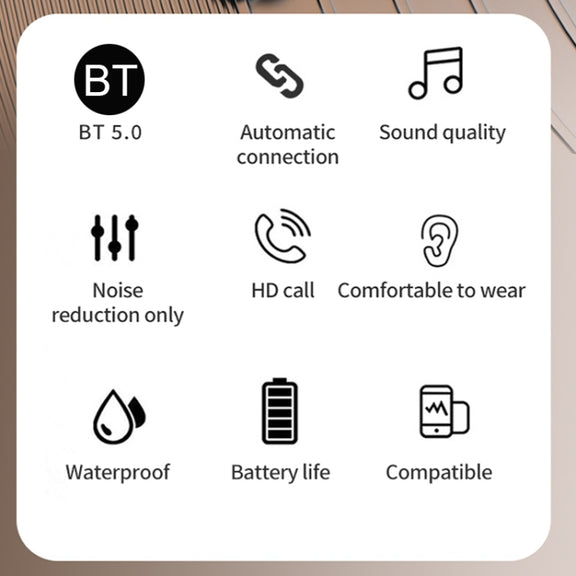 TWS Ear-Mounted LED Digital Display Noise Reduction Bluetooth Earphones With Power Bank Function(Blue)