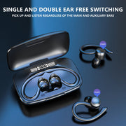 TWS Ear-Mounted LED Digital Display Noise Reduction Bluetooth Earphones With Power Bank Function(Blue)