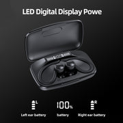 TWS Ear-Mounted LED Digital Display Noise Reduction Bluetooth Earphones With Power Bank Function(Blue)