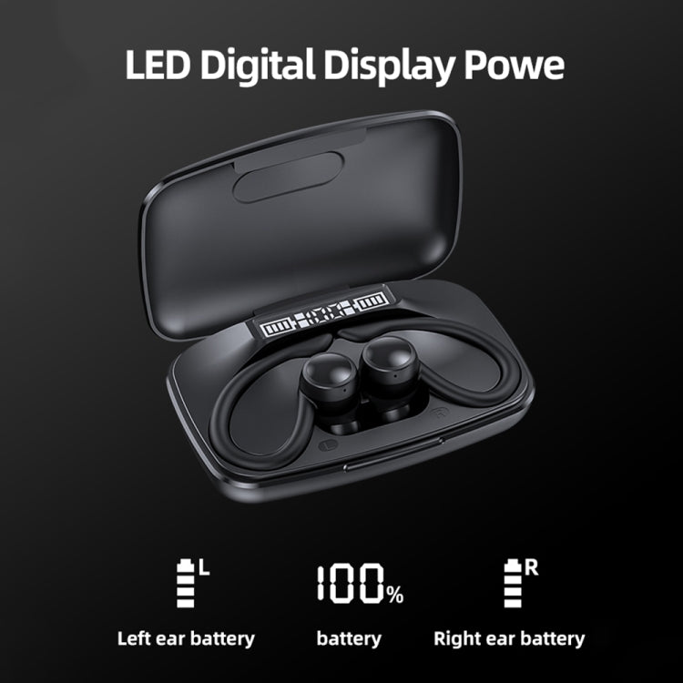 TWS Ear-Mounted LED Digital Display Noise Reduction Bluetooth Earphones With Power Bank Function(Blue)
