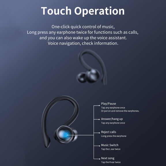 TWS Ear-Mounted LED Digital Display Noise Reduction Bluetooth Earphones With Power Bank Function(Blue)
