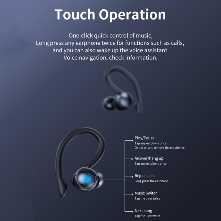 TWS Ear-Mounted LED Digital Display Noise Reduction Bluetooth Earphones With Power Bank Function(Blue)