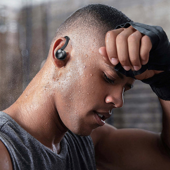 TWS Ear-Mounted LED Digital Display Noise Reduction Bluetooth Earphones With Power Bank Function(Blue)