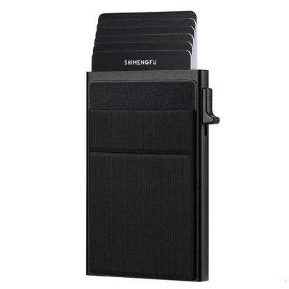 Slim Metal Wallet Pop Up Credit Card Holder RFID Blocking Men Business Card Clip(Black) - free shipping - PMC Jewellery - Order now!