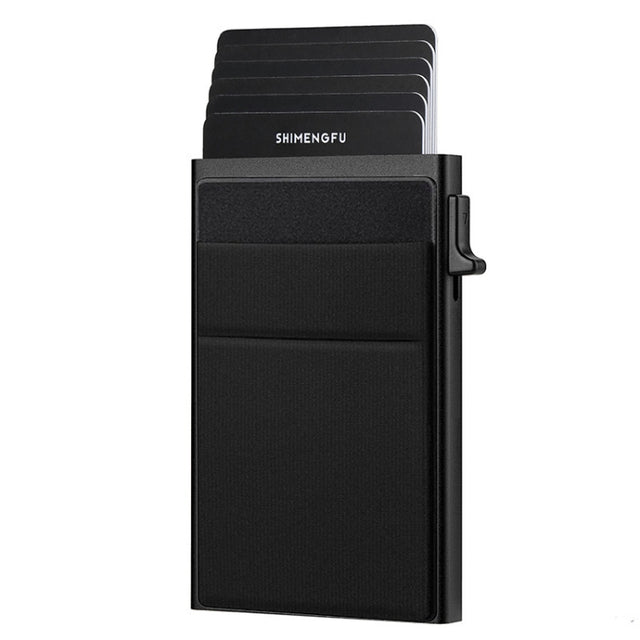 Slim Metal Wallet Pop Up Credit Card Holder RFID Blocking Men Business Card Clip(Black) - free shipping - PMC TechLife - Order now!