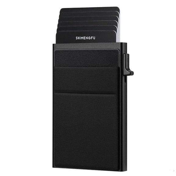 Slim Metal Wallet Pop Up Credit Card Holder RFID Blocking Men Business Card Clip(Black)