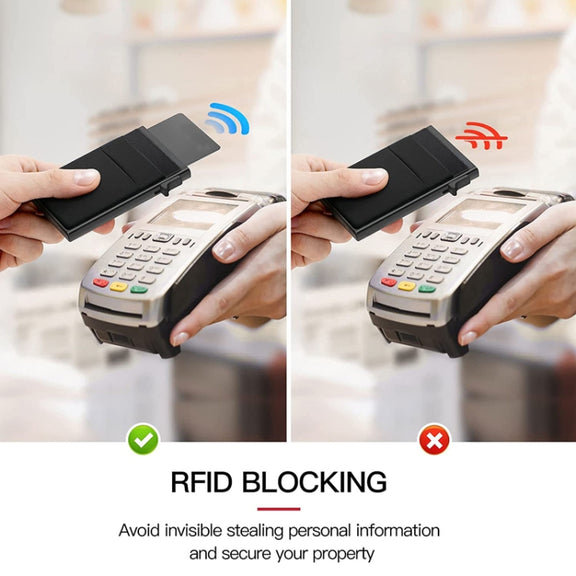 Slim Metal Wallet Pop Up Credit Card Holder RFID Blocking Men Business Card Clip(Black)