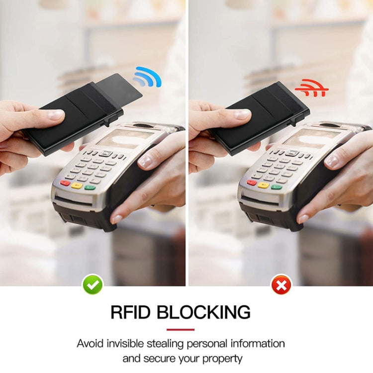 Slim Metal Wallet Pop Up Credit Card Holder RFID Blocking Men Business Card Clip(Black)