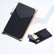 Pop Up Metal Card Holder with Lycra Cloth RFID Aluminum Alloy Credit Card Box(Gold)