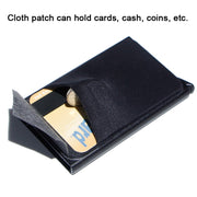 Pop Up Metal Card Holder with Lycra Cloth RFID Aluminum Alloy Credit Card Box(Black)